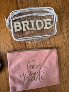 Bride Clear Cosmetic Bag with Pink "Team Bride" Pouch